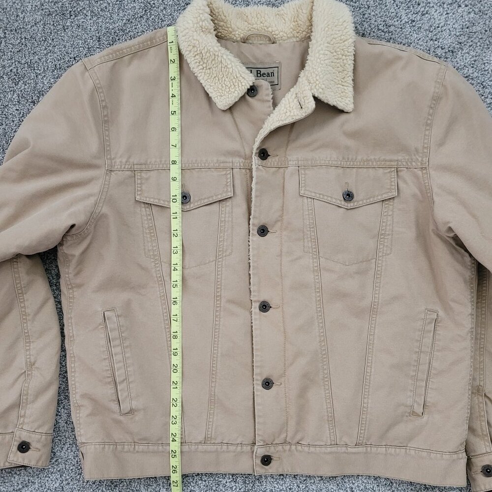 Men's L.L. Bean khaki Sherpa Lined Button Down Jacket Large - Picture 6 of 10